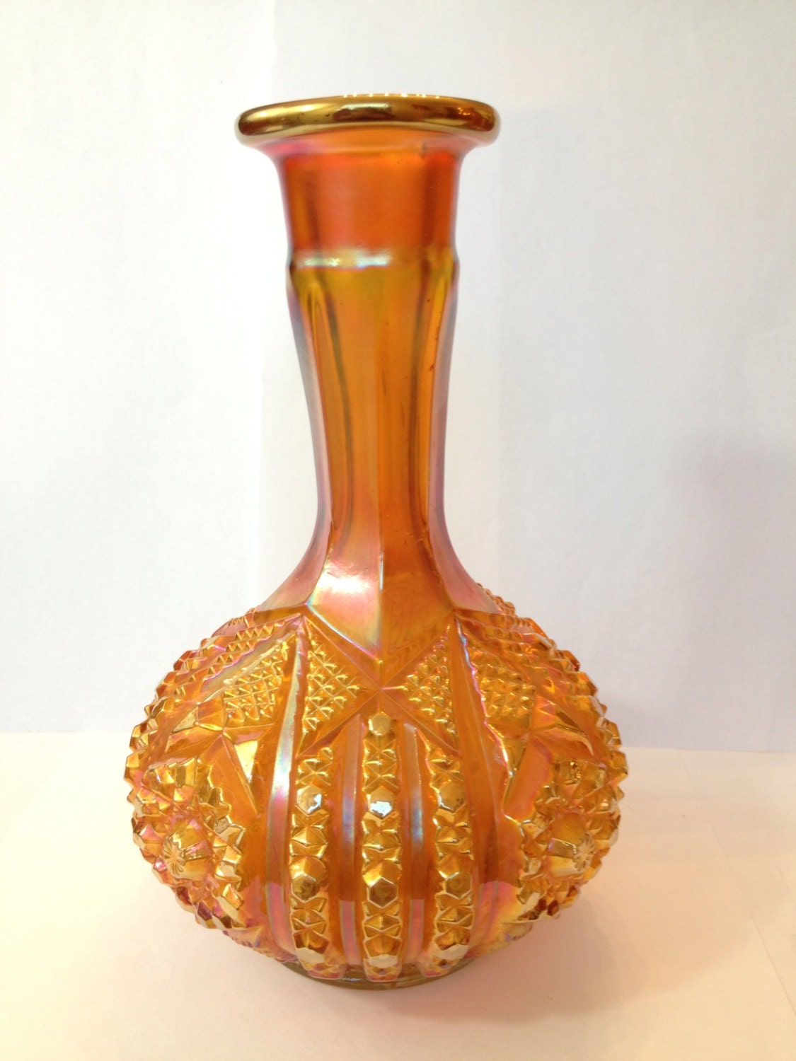 Vintage Carnival Glass Vase Antique By Antiquejewelryforfun 8386