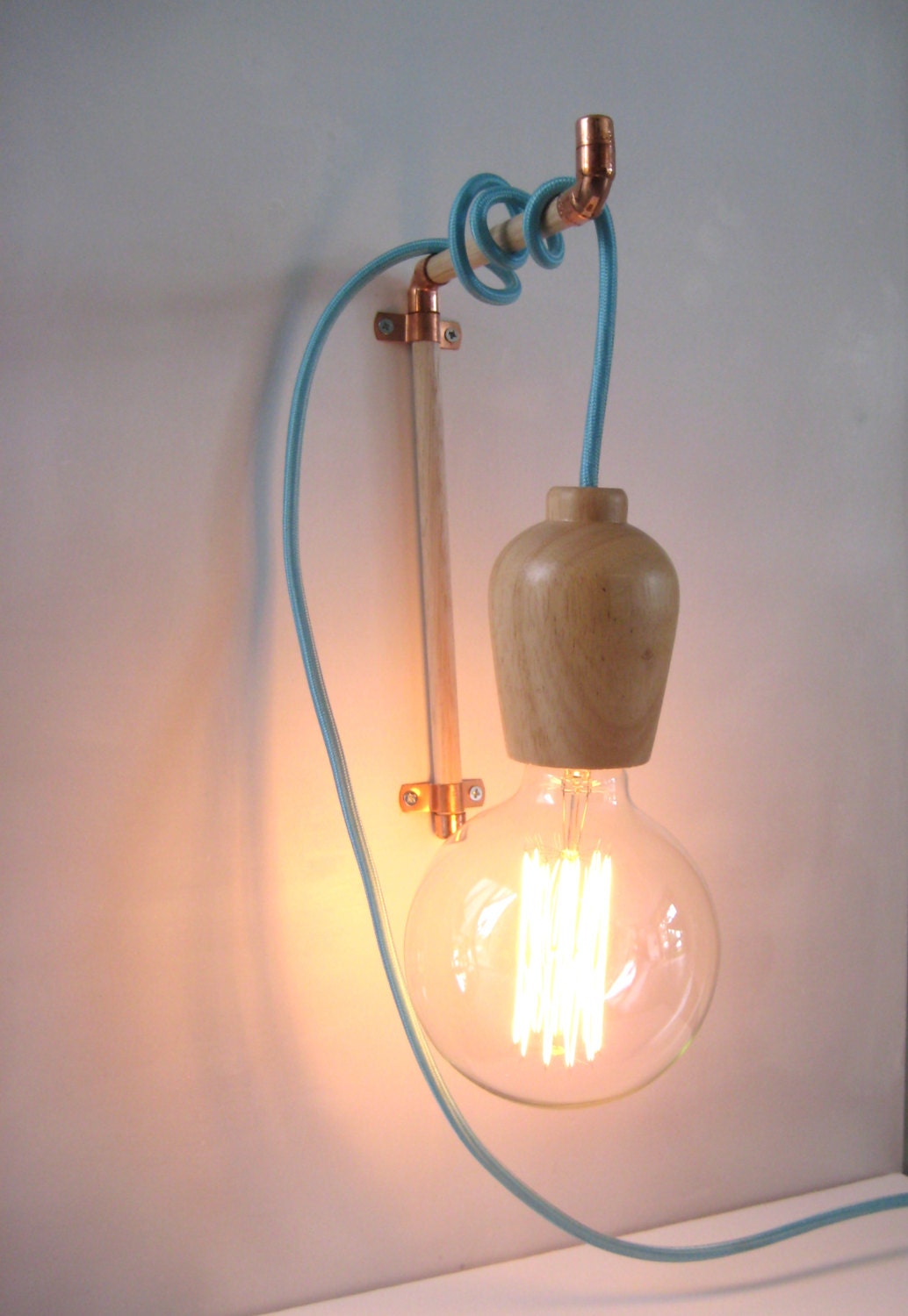 Copper Wooden Wall Hook Hanger for Pendant Light by warnaacorner