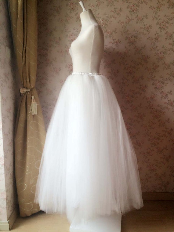 Full Length Tulle Skirt White Ivory Maxi Tutus By Dressromantic