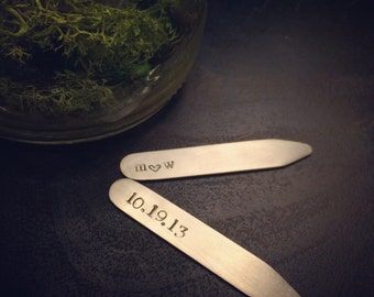 Personalized Collar Stays | Groomsmen Gift | Birthday Gift for Him | Wedding Gift for Men | Personalized Gift | Sterling Silver | Initials