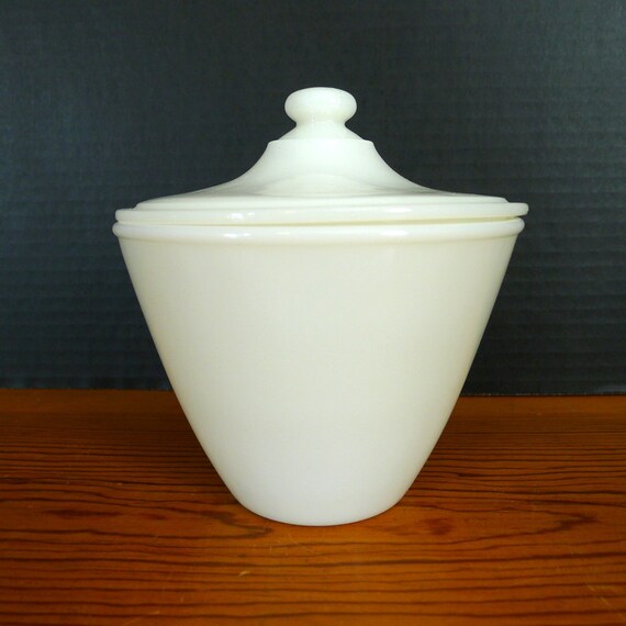 Vintage Fire King Grease Jar Ivory Oven Ware Glass by AgedNicely