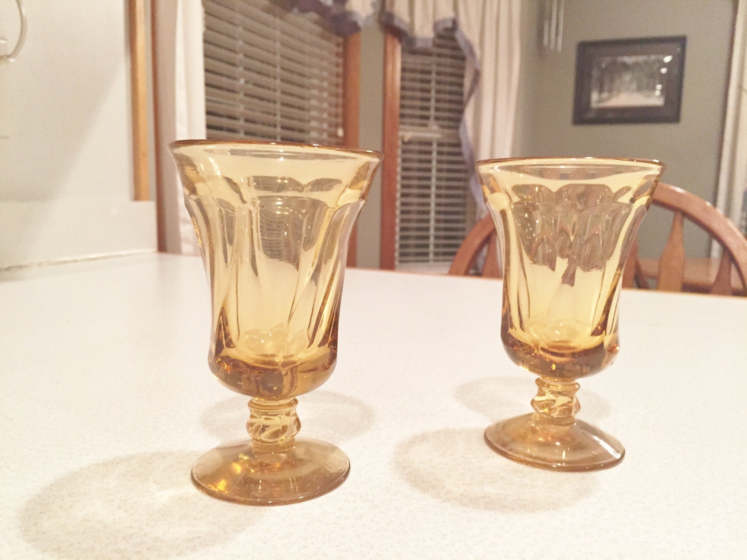 Vintage Amber Footed Glasses Fostoria Jamestown Tumblers