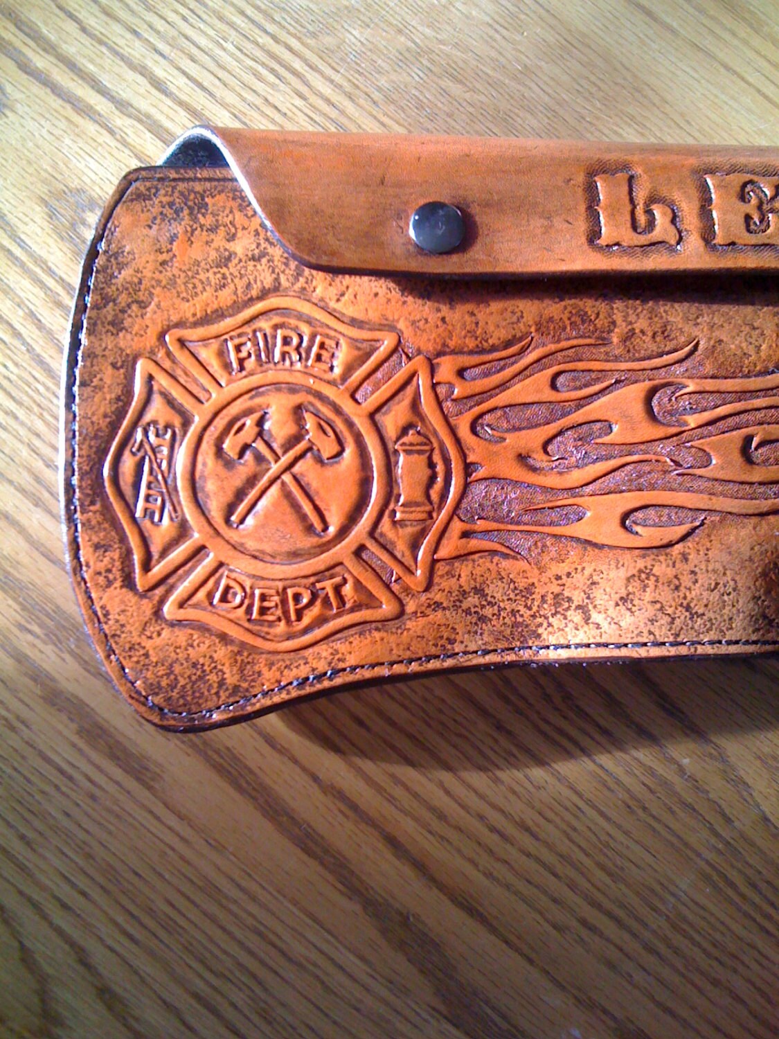 Firefighter axe sheath scabbard Leather by SerinasCustomLeather