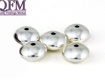 100 Pcs/Pkg Sterling Silver Rondelle Spacers Beads, sizes 3mm, 4mm, 5mm, 6mm - Silver spacer beads