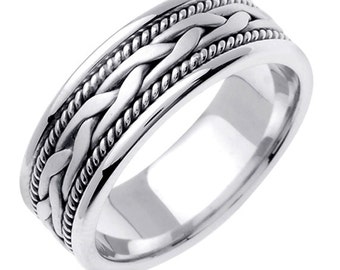 hand braid mens wedding ring