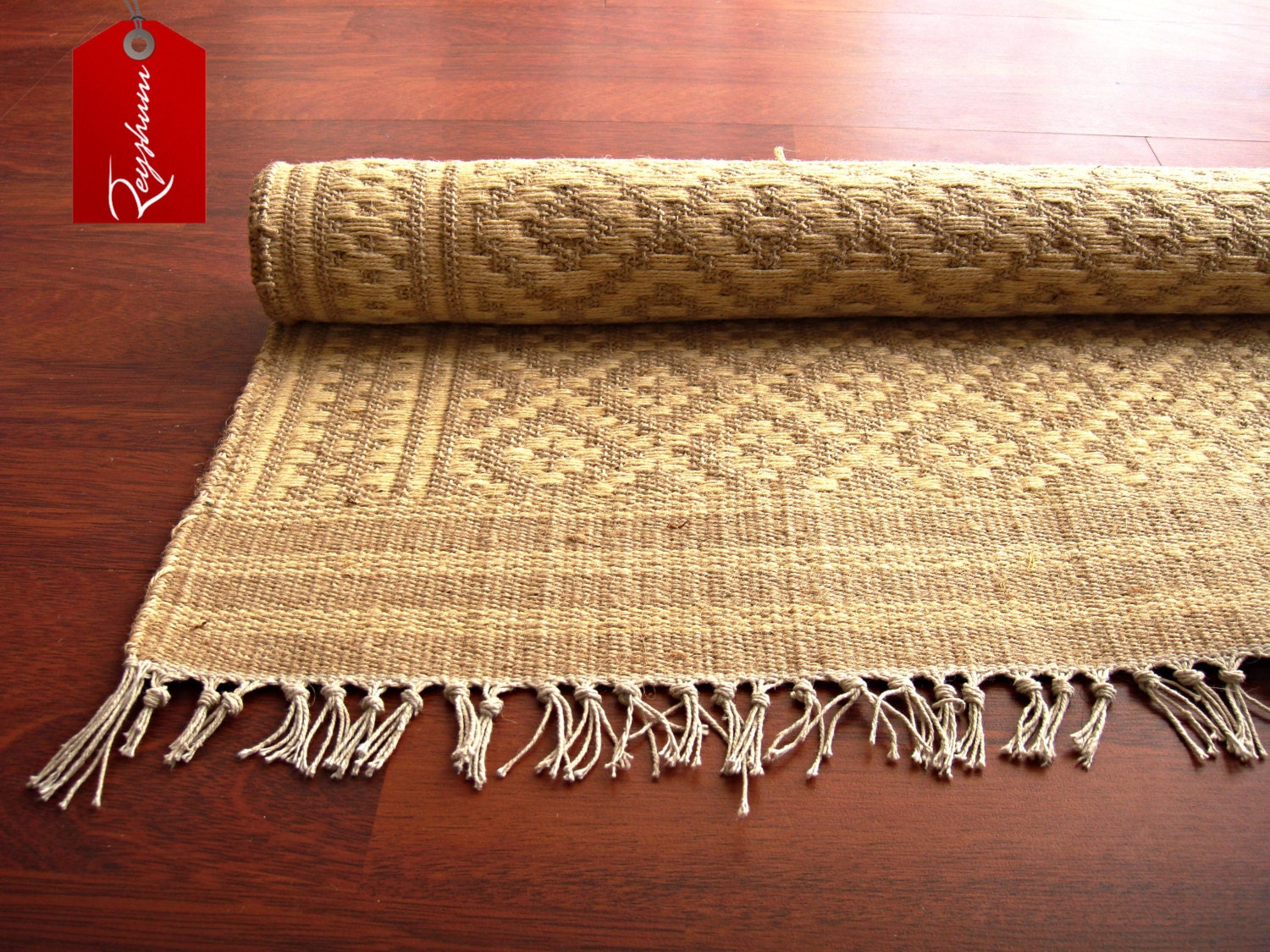 Natural Jute Rug/ Mat Jute Dhurrie Jute Area Rug by REYSHUM