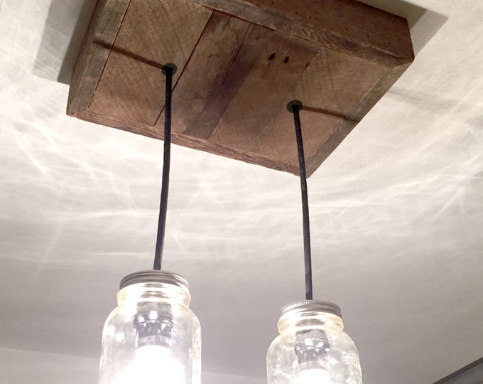 Barn Wood Mason Jar Chandelier (2 Jar)