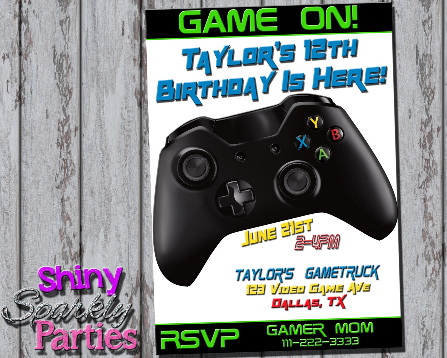 Printable VIDEO GAME INVITATION Gaming by ShinySparklyParties