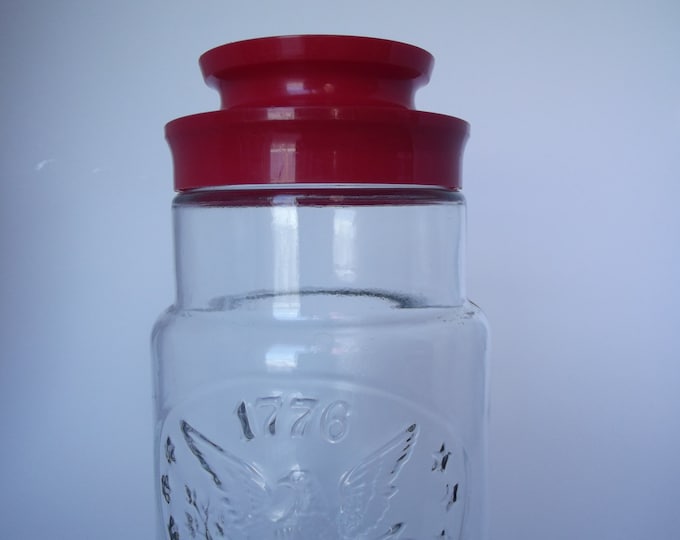 ON SALE Vintage Glass Container, Vintage Glass Jar, Vintage Jar, Storage Jar, Jar with Lid