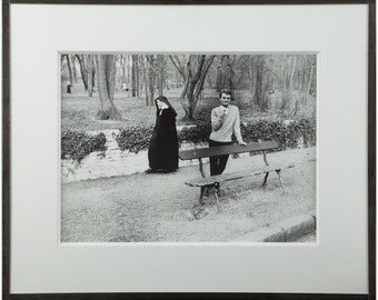 Original vintage photo of Claude François, by Patrick Bertrand, Paris 1959. Signed and stamped by the author. Frame in metal handmade.