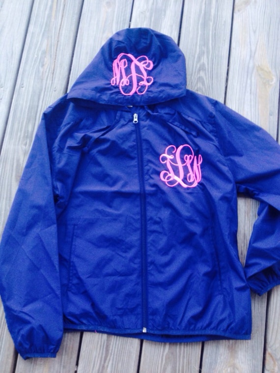 Ladies Monogrammed Rain Jacketchest and hood monogram