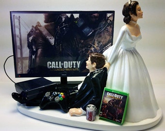Gamer Addict Xbox One Funny Wedding Cake Topper Bride and Groom COD ...
