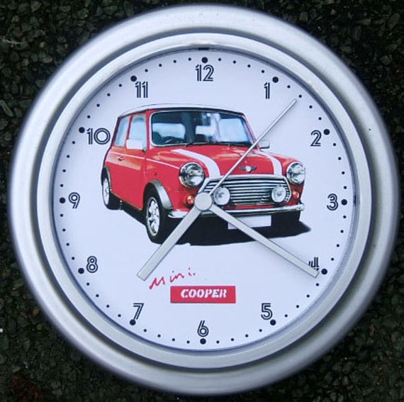Mini Cooper Classic Car Silver Wall Clock