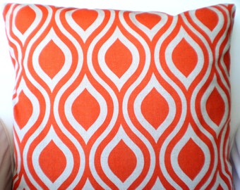 Orange Pillow Covers, Decorative Throw Pillows, Cushions Orange on Darker Natural Nicole, Euro Sham Pillows for Couch, One or More All Sizes