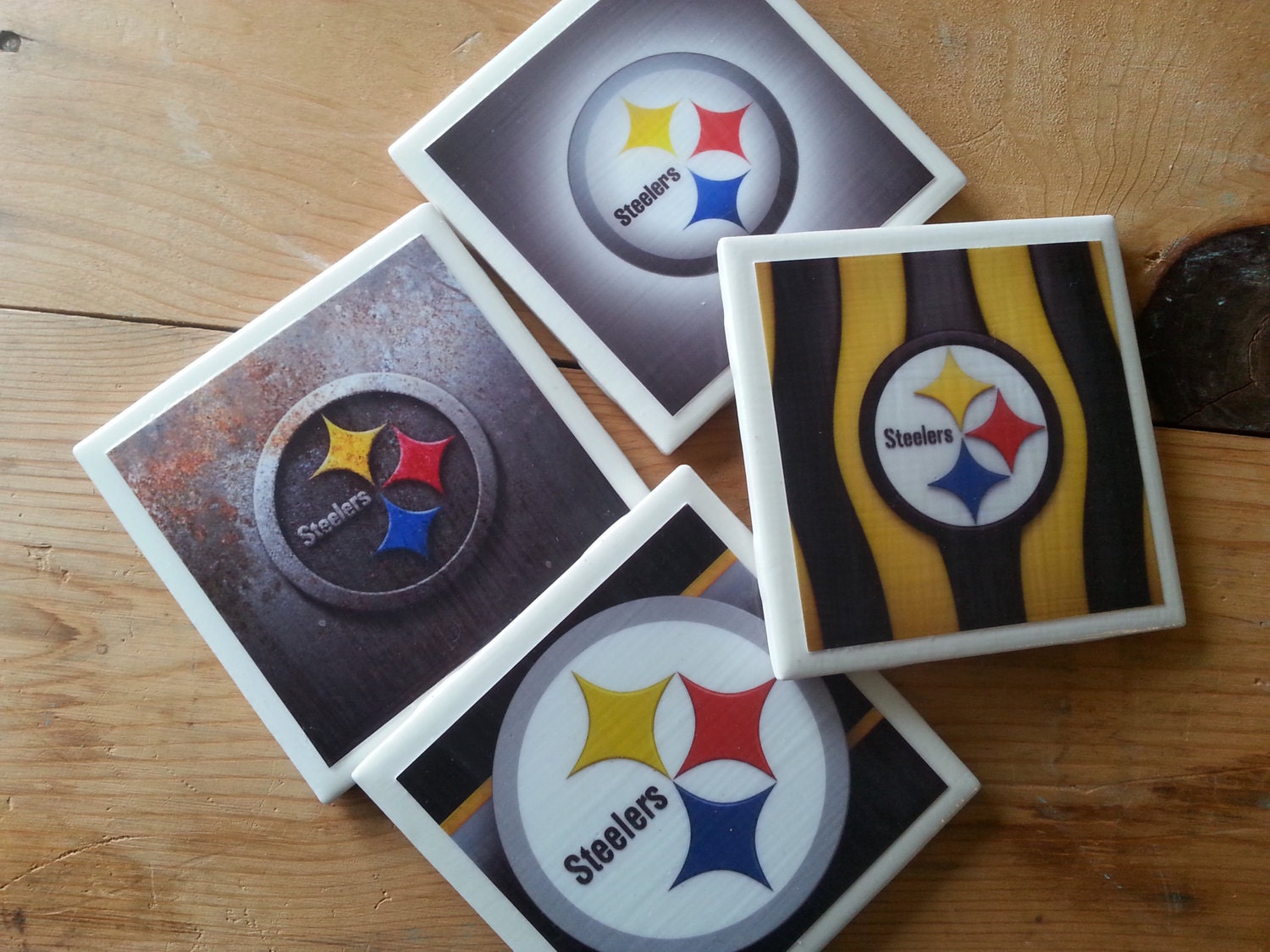 Set of 4 Pittsburgh Steelers Coasters by TheHomeTeamShop on Etsy
