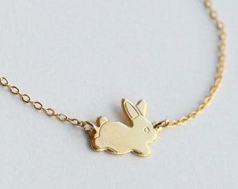 Gold rabbit necklace, Bunny Necklace, gold Rabbit, Rabbit Bunny Pendant, Small Bunny, Animal Jewelry, Christmas gift, Everyday Necklace