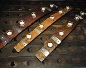 Napa Valley Wine Barrel Stave Candle Holder, Full length