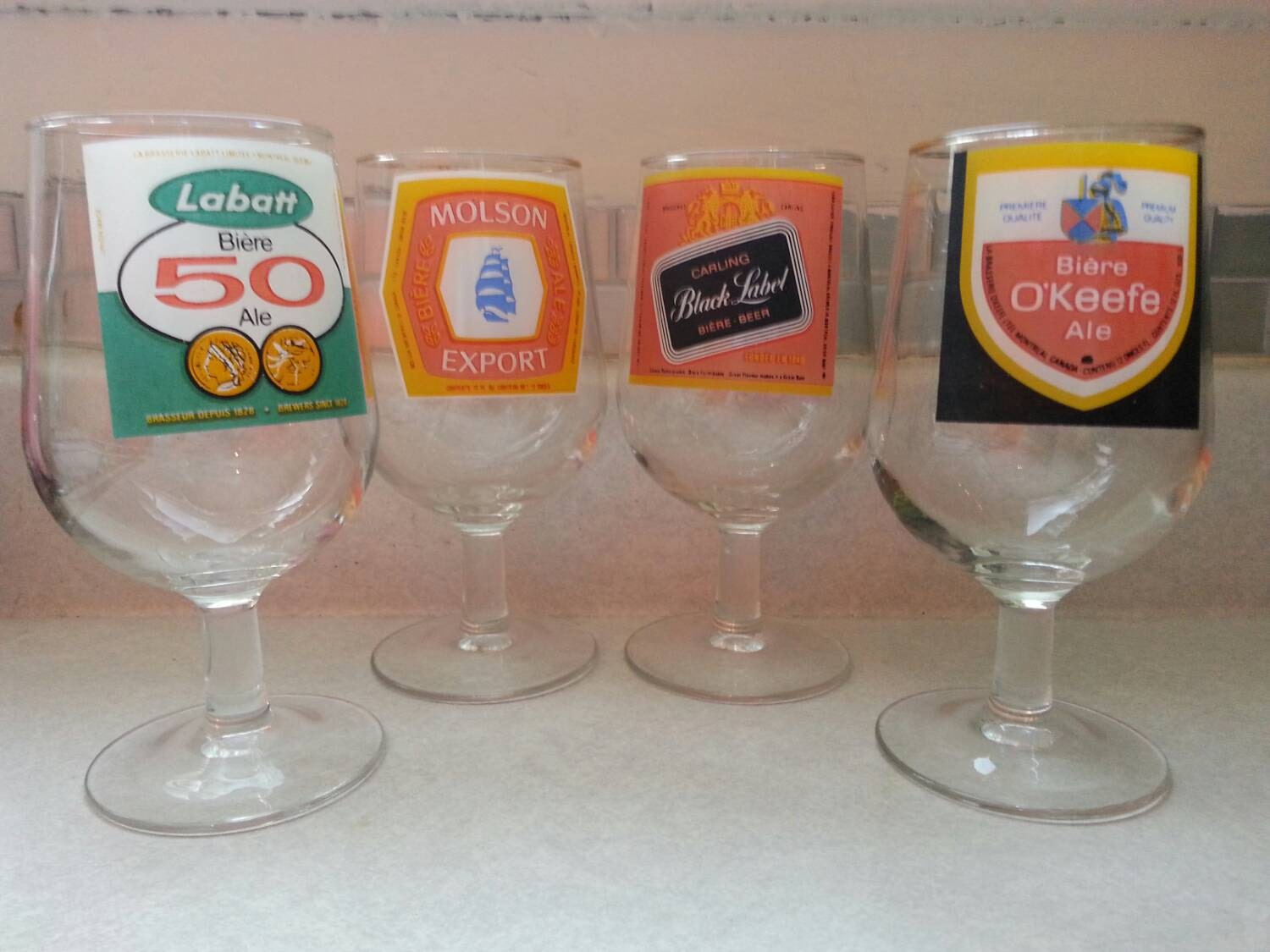 Lot of 4 Stemmed beer glasses Labatt's 50 by