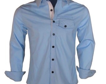 Katalyst "Zouk" Men's Sky Blue long sleeve fitted button down