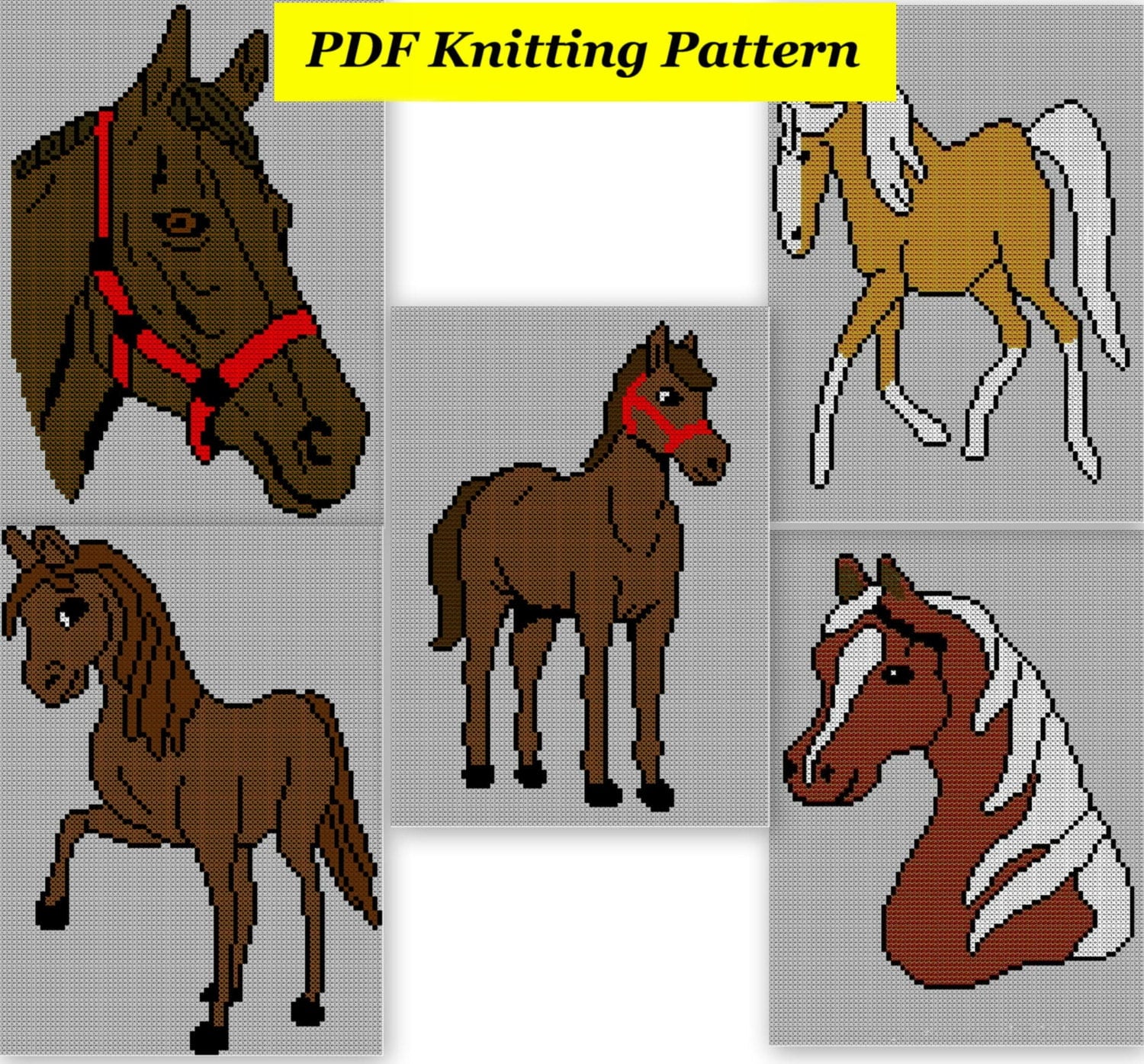 5xChildrens & Adults Horse Jumper / Sweater Knitting Patterns PDF Insta...