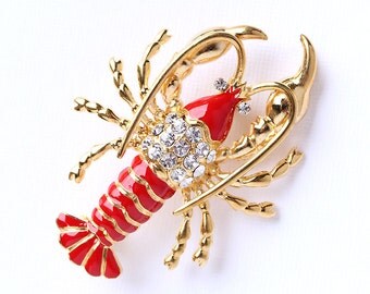 Items similar to Lobsters and Crayfish Print - Red Lobster Shellfish ...