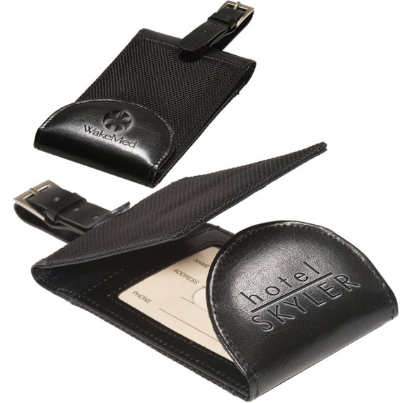 Luggage Tag Ballistic Nylon with Leather Accents by LaserArtists