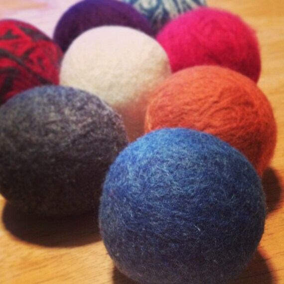 Felted Wool Dryer Balls Set of 4 You Choose the Colors