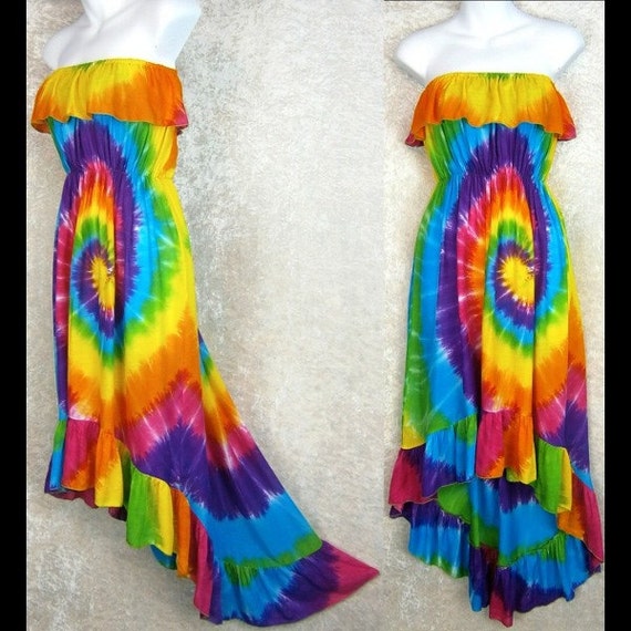 TIE DYE spanish style maxi midi sun dress beach by TieDyeLadies