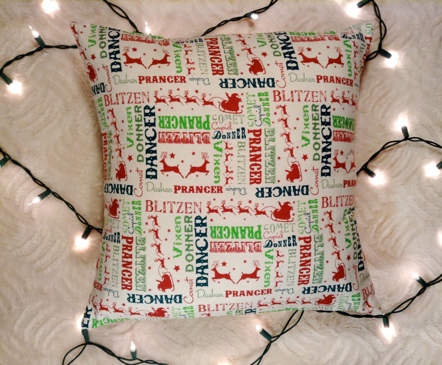 Reindeer Names Pillow Cover