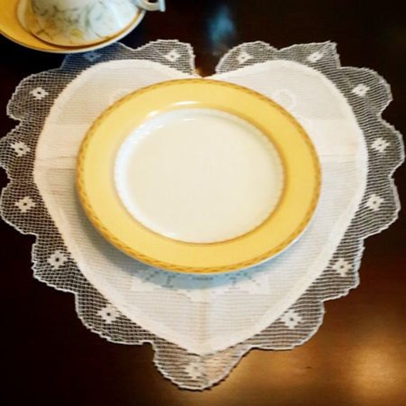 Items similar to Heart Shaped Lace Placemats on Etsy