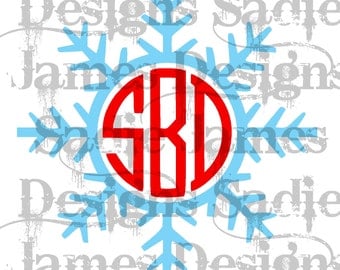 Snowflake Monogram Frame SVG and Silhouette Studio cutting file, Instant Download