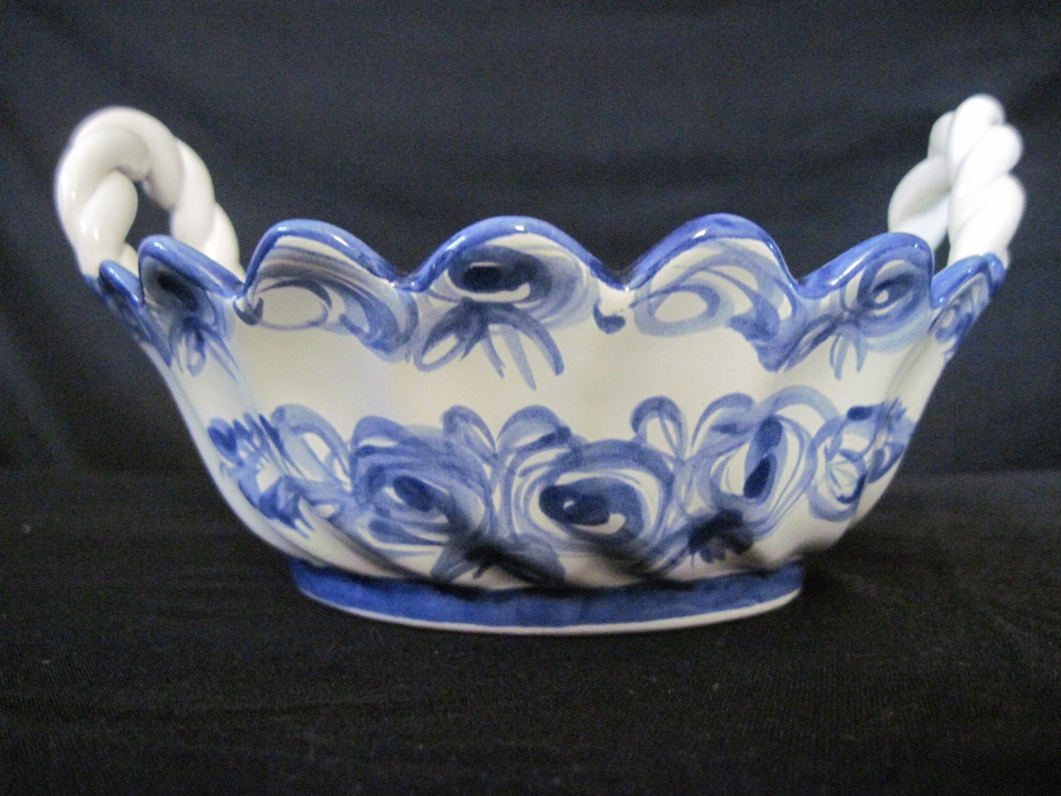 Blue and White Ceramic Bowl Portugal pottery bowl 40's