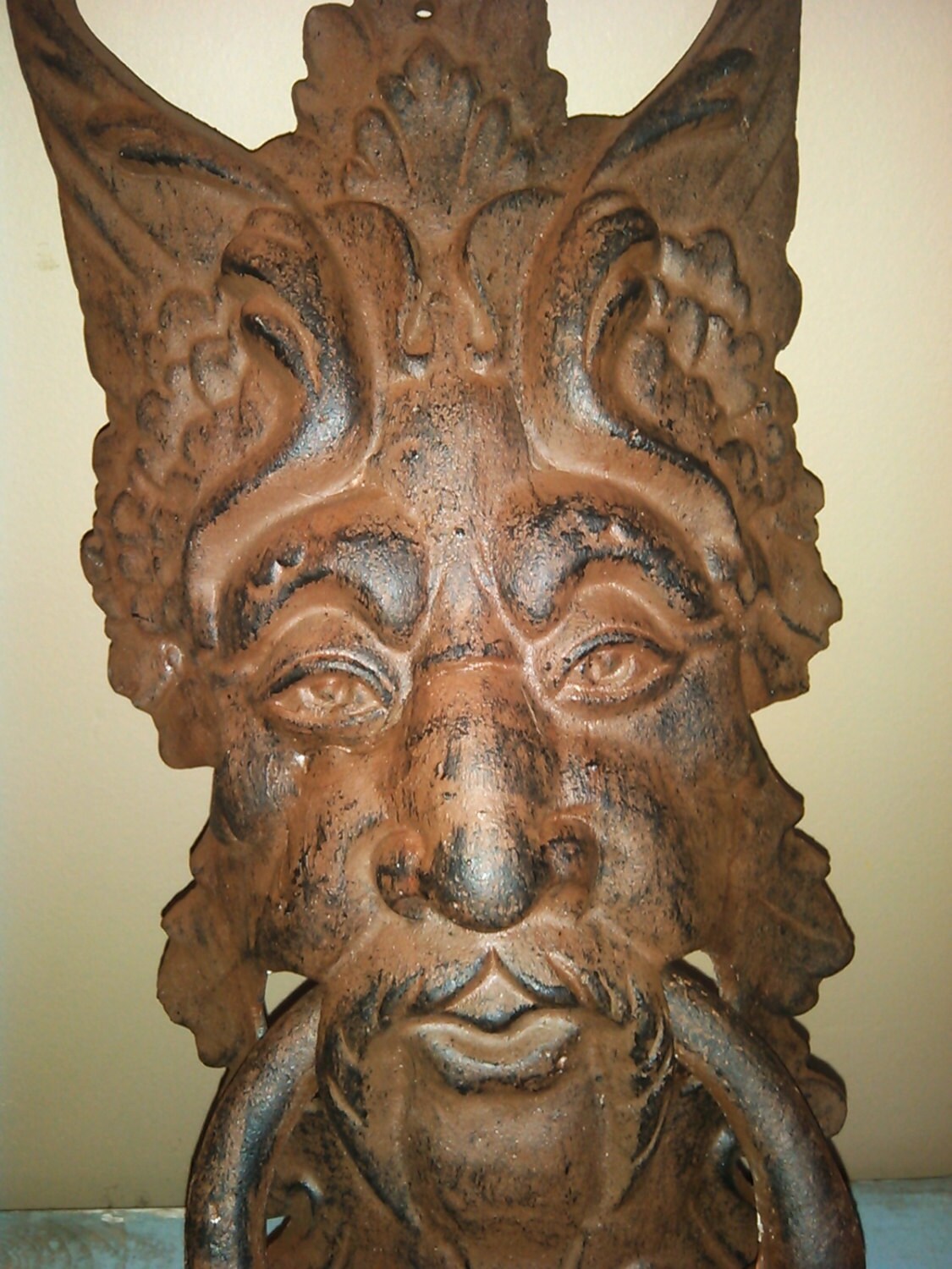 Huge Cast Iron Brown Black Door Knocker Heavy by PoshThrowback