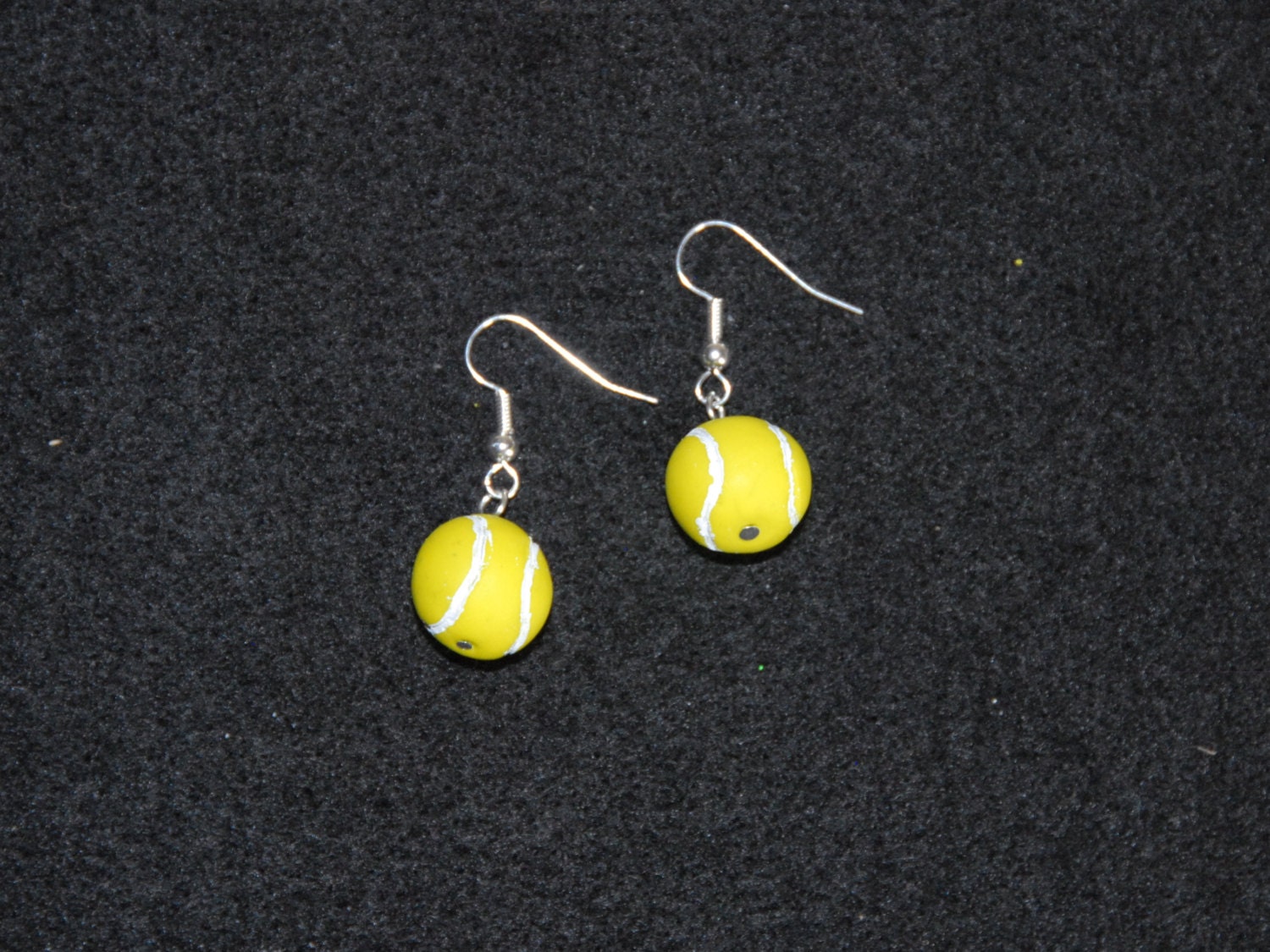 Tennis ball earrings by HazyHandicrafts on Etsy
