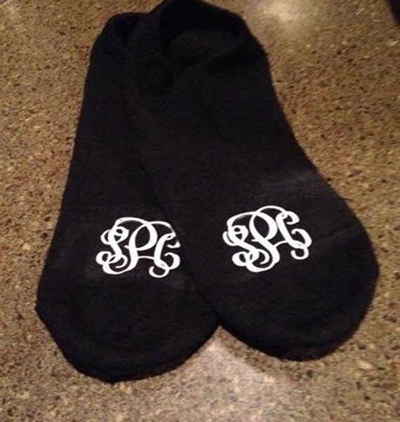 Monogramed socks. Heat transfer vinyl by jessclassiccreations