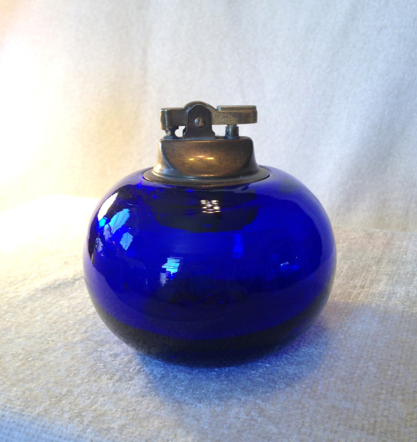 Cobalt Blue Table Lighter Blenko Glass Excellent Works