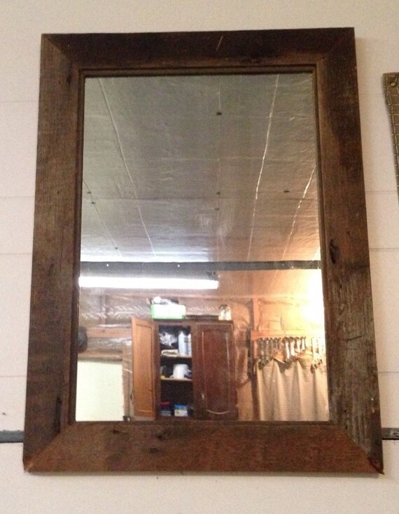 Barn wood framed mirror Handmade home decor by Barnwoodcustom