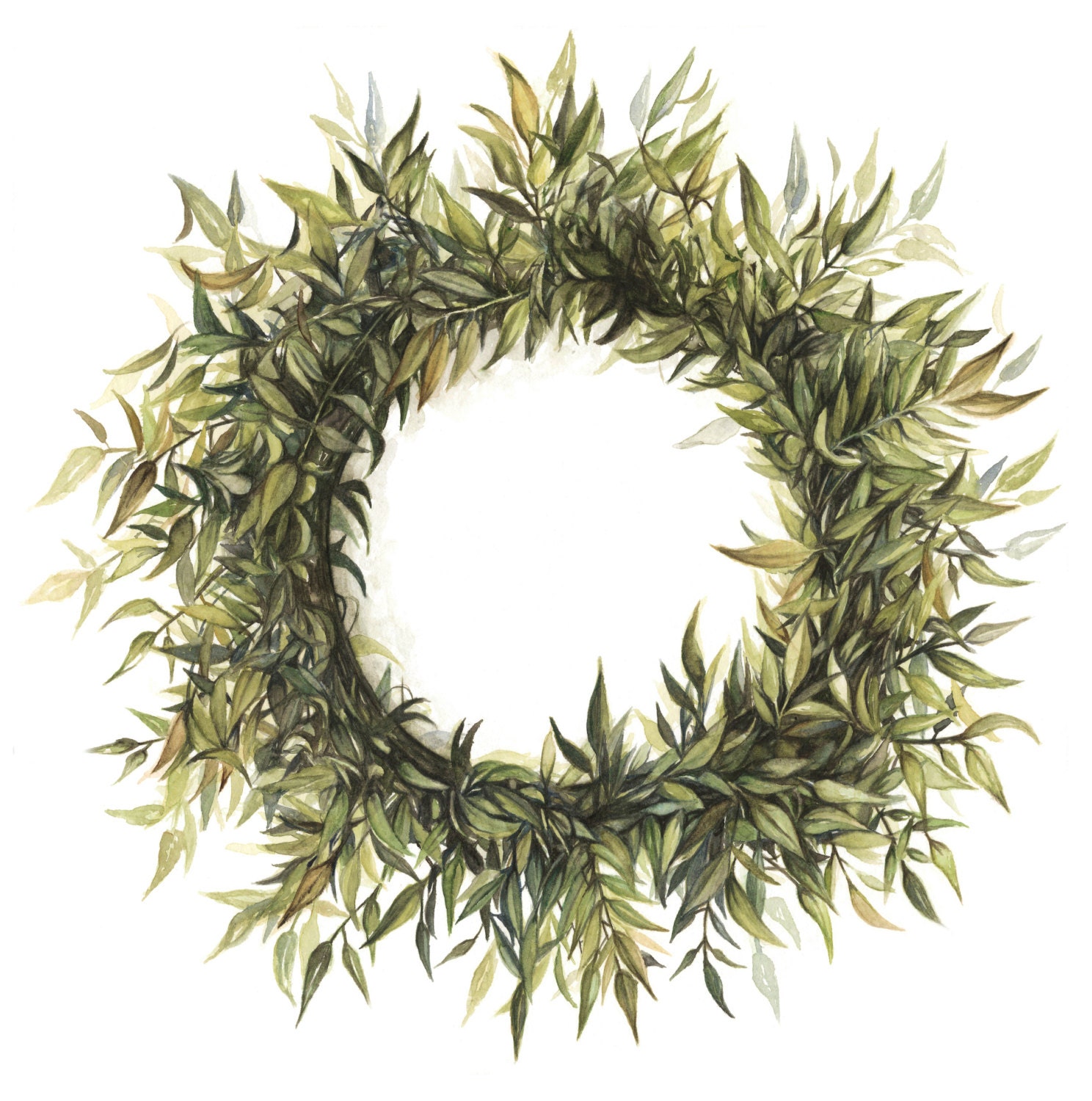 Wreath Watercolor PRINT Wreath Painting Wreath Watercolor