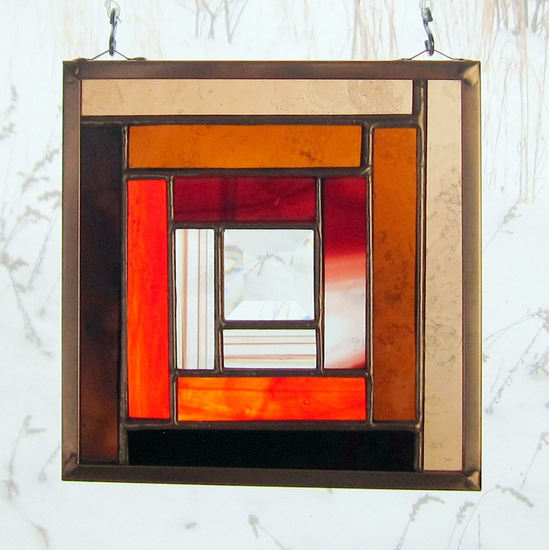 Stained Glass Quilt Square 6 Appalachian Log Cabin