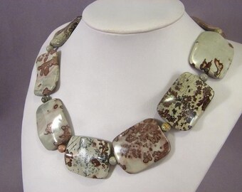 Necklace Artistic Stone Huge 40mm Wave Pillows NSAS5692