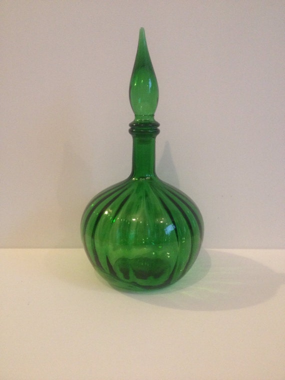 Empoli glass genie bottle & decanter by MidCenturyHomeDecor