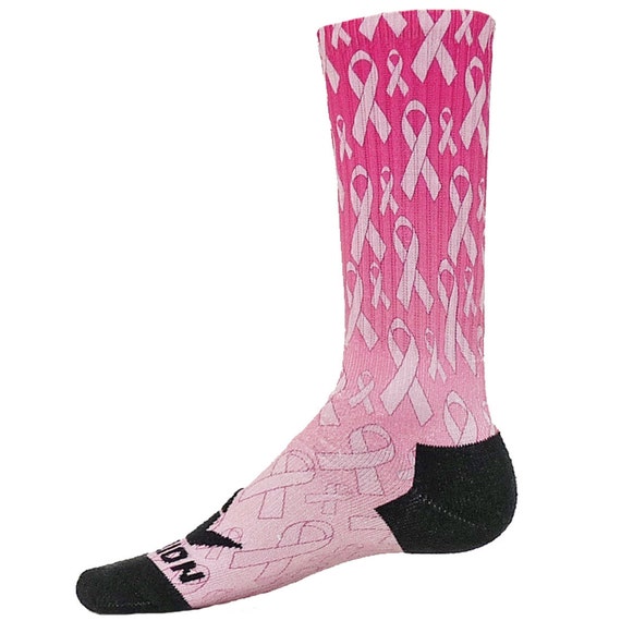 STRENGTH Sublimated Crew Socks breast cancer by FloccosTradingPost
