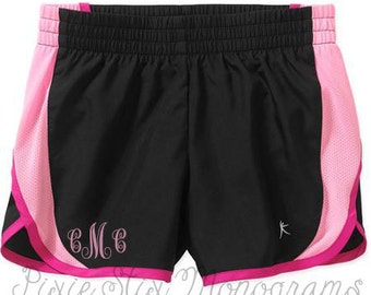 Girls Monogrammed Athletic Running Shorts- New colors - Cheer - Gift ...