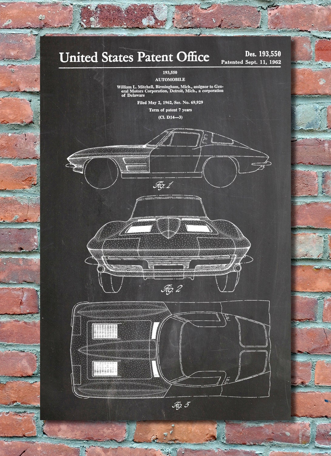 Blueprint Wall Art corvette stingray patent wall art print corvette patent art Blueprint Wall Art corvette stingray patent wall art print corvette patent art
