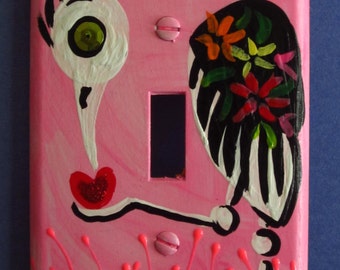 Day-of-the-Dead Bird single light switchplate