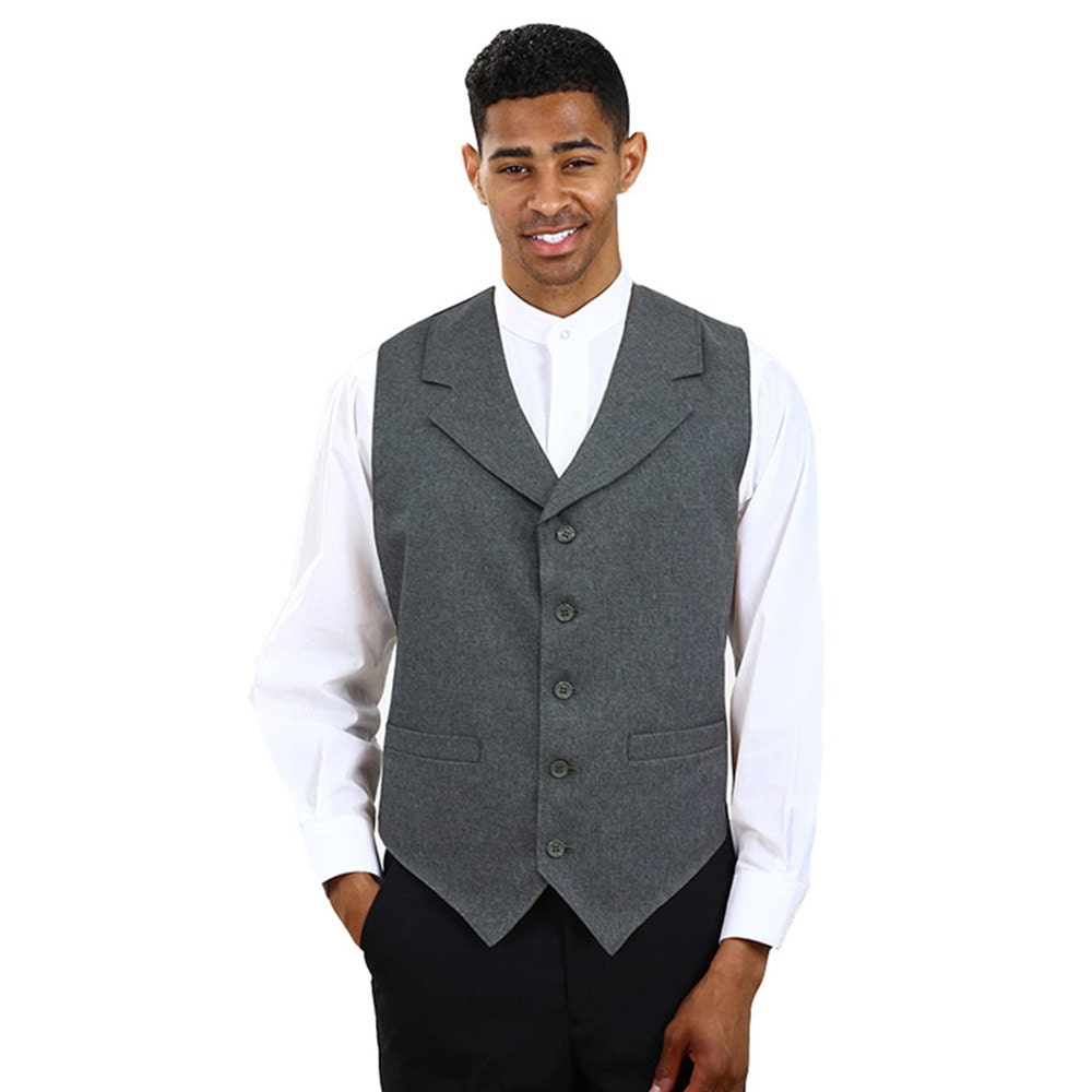 Men's Notch Lapel heather grey vest