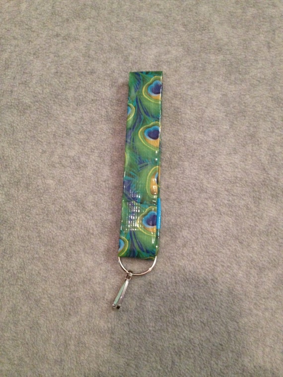 Items similar to Duct tape keychain Peacock print on Etsy