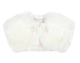 Fifi Flower Girl Faux Fur Bolero - Ivory