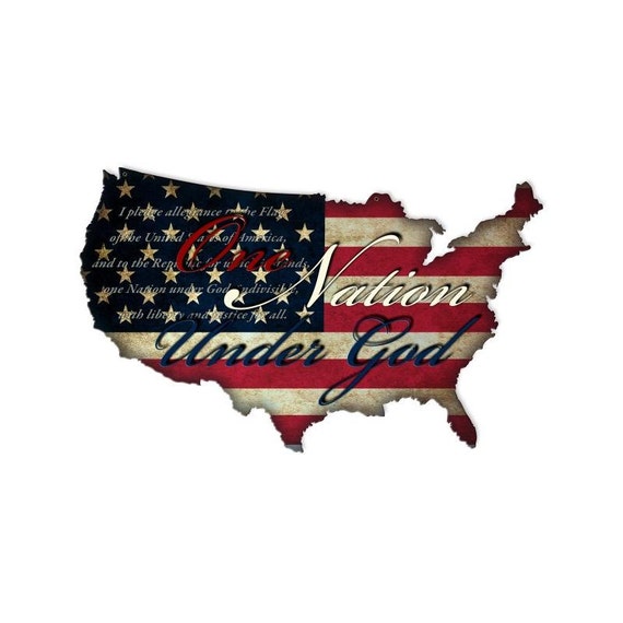 Usa United States One Nation Under God Map 25 X 16 Inches
