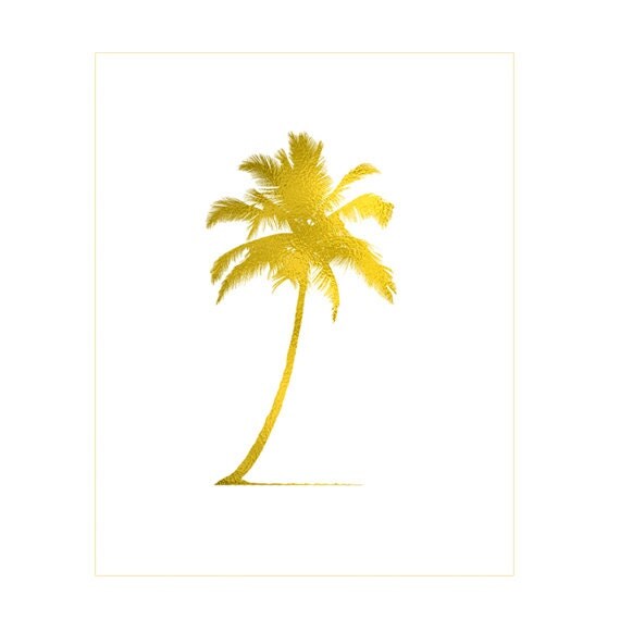Gold Palm Tree Print by GoldByCafeInk on Etsy